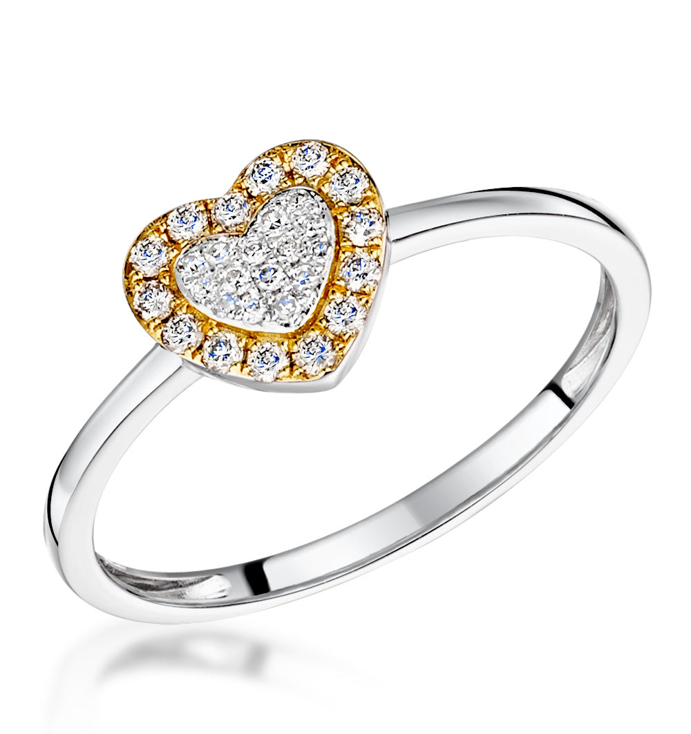 Stellato Collection Halo Diamond Heart Ring 0.16ct in 9K White Gold SIZES AVAILABLE K M